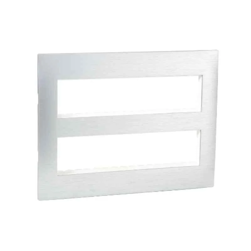 Legrand Lyncus 16 Module Polycarbonate Brushed Silver Plate with Support Frame, 677556