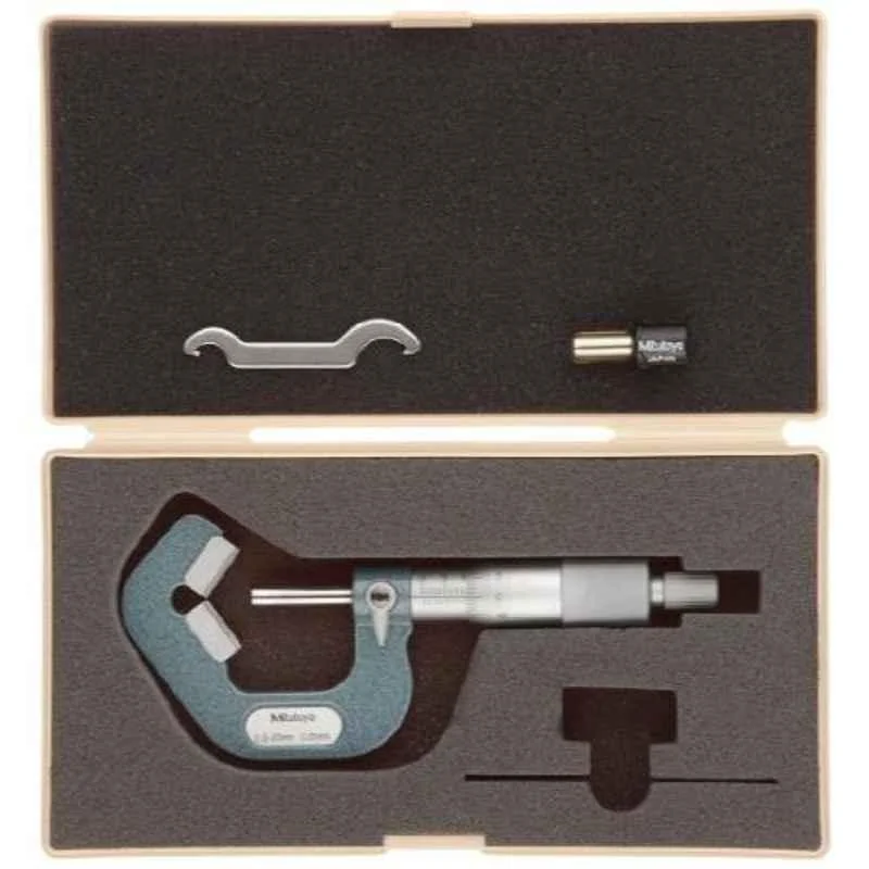 Mitutoyo 5-25mm Ratchet Stop V-Anvil Micrometer for 5 Flutes Cutting Head, 114-121