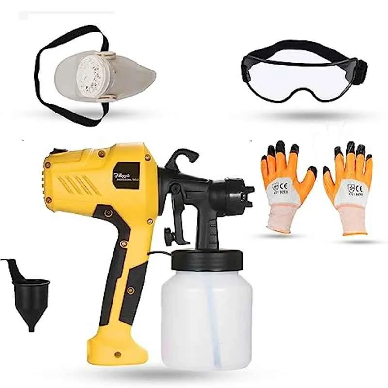 Hillgrove 400W 0.8 Litre Plastic DIY HVLP Paint Sprayer Gun with Gloves, Safety Googles & Safety Mask, HGCM1021