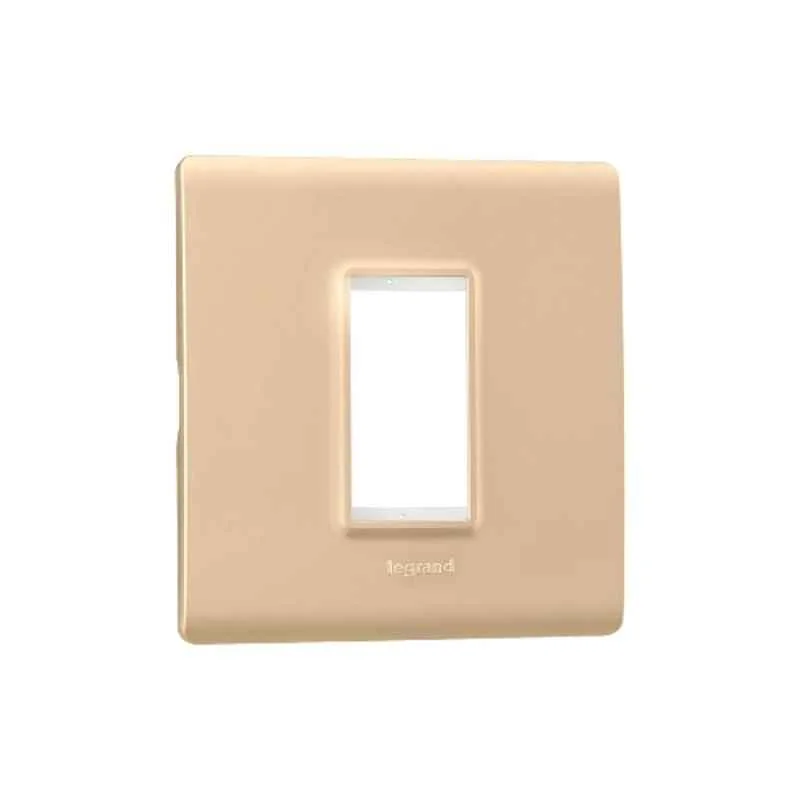 Legrand Allzy 1 Module Polycarbonate Matt Gold Cover Plate with Frame, 681333