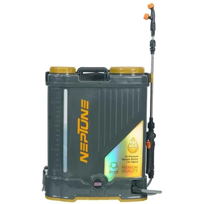 Neptune Max-14-Plus 12V 14Ah 20 Litre Tank 10-13lpm Backpack Battery Sprayer with Dual Pump, 5 Nozzles & Italian Gun for Farming & Garden