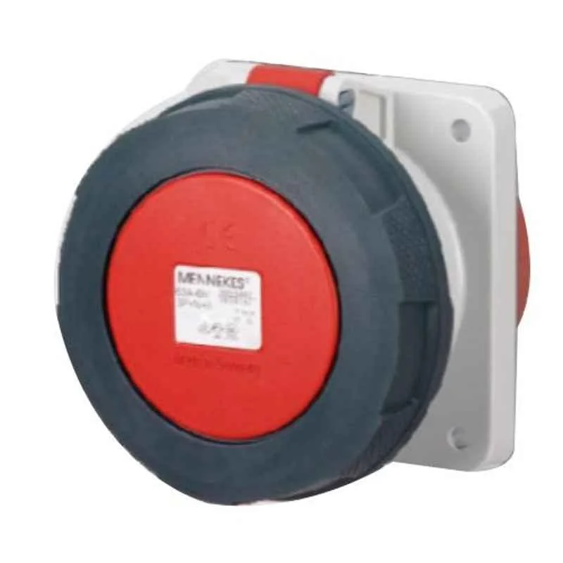 Mennekes 125A 4P 400V Panel Mounted Straight Receptacle, 1457