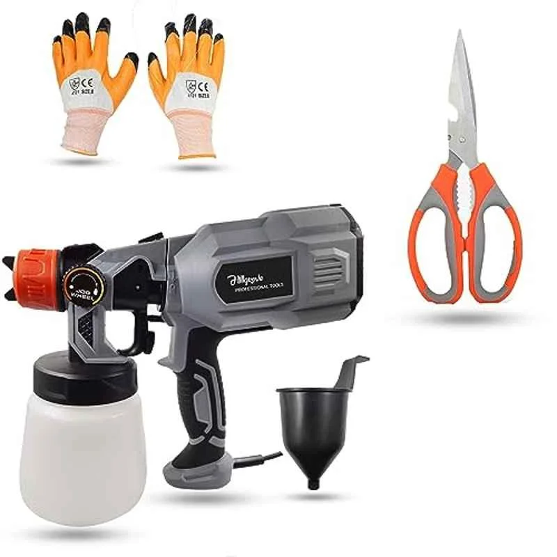 Hillgrove 550W 0.8 Litre Plastic DIY HVLP Paint Sprayer Gun with Gloves & Scissor, HGCM1294