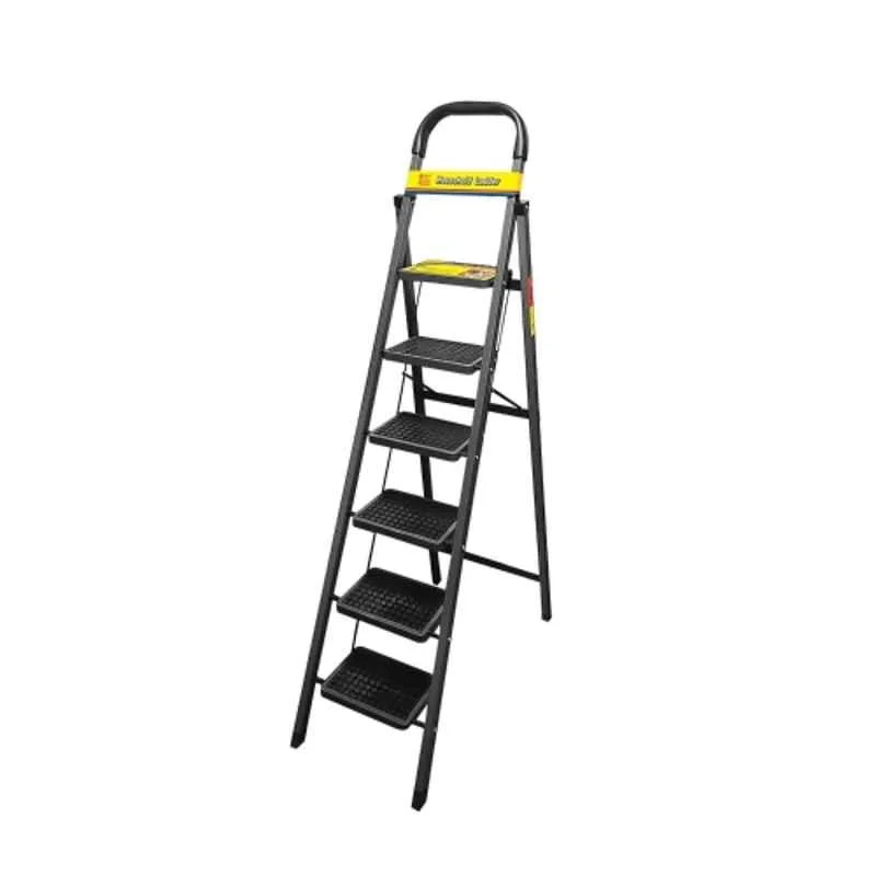 Jon Bhandari 90kg 6 Steps Alloy Steel Black Multipurpose Foldable Ladder, 6SL