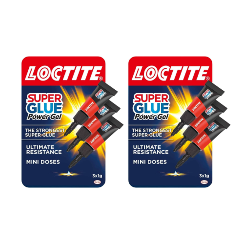 Loctite 3 Pcs 1g Mini Trio Super Glue Power Gel Set for Repairs (Pack of 2)