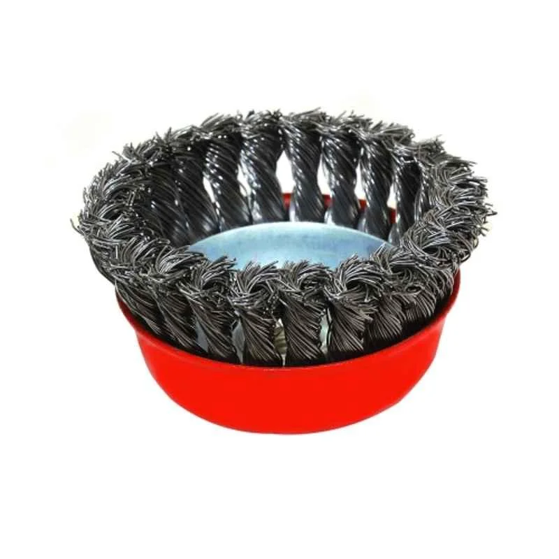 Jon Bhandari 4 inch Red Knotted Steel Wire Cup Brush, B-015