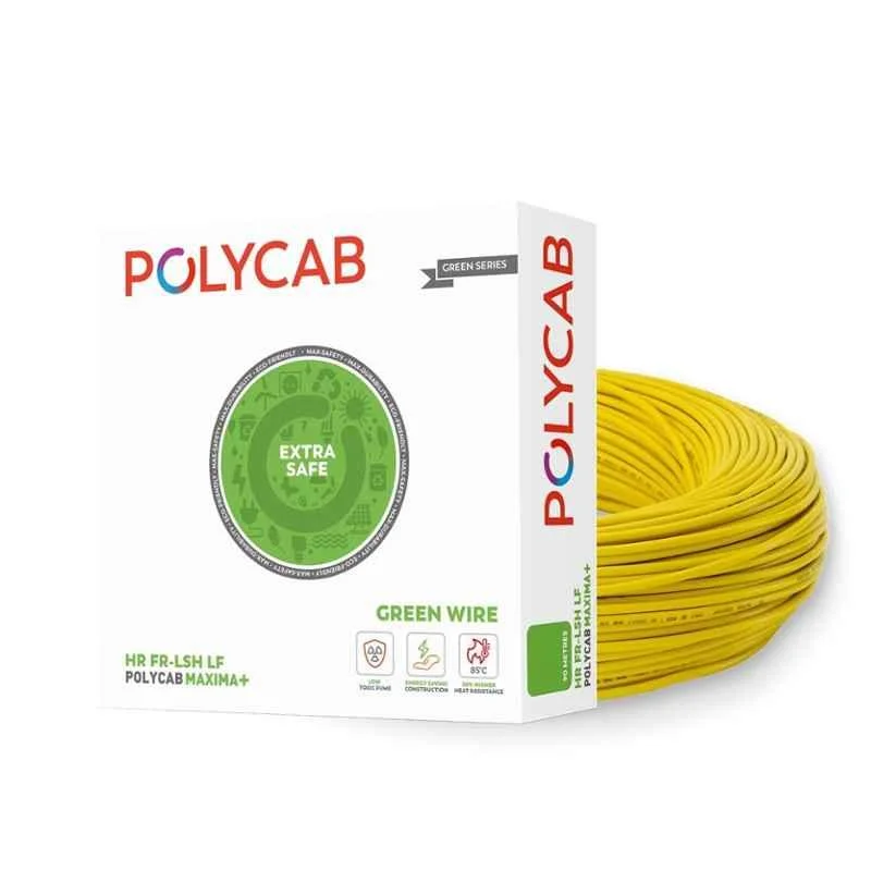Polycab Maxima Plus 1.5 Sqmm Yellow Single Core Eco Friendly Greenwire FR PVC Copper Insulated Cable, Length: 90 m