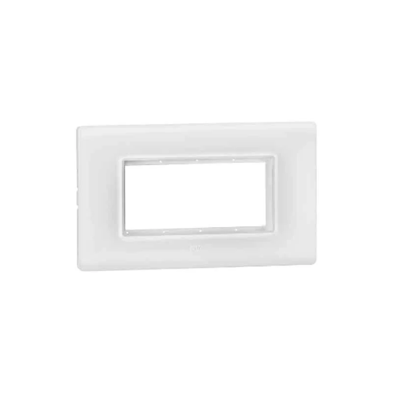 Legrand Allzy 4 Module Polycarbonate Glossy White Cover Plate with Frame, 681303