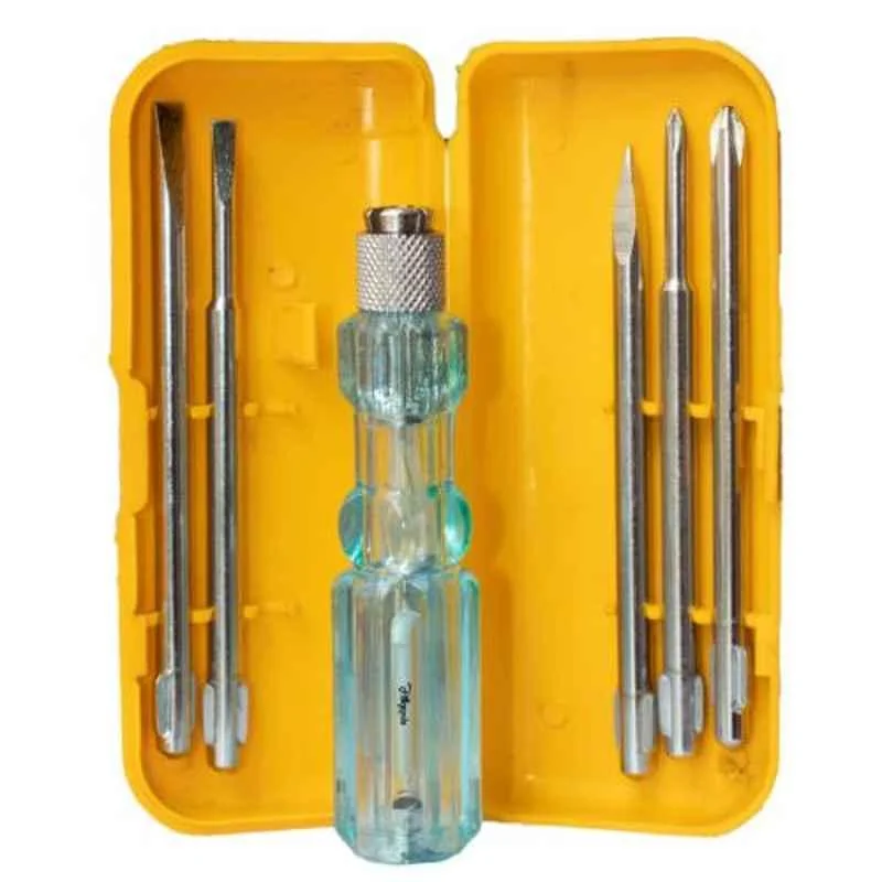 Hillgrove 5 in 1 Multipurpose Repair Screwdriver Tool Kit with Neon Bulb Tester, HG0039