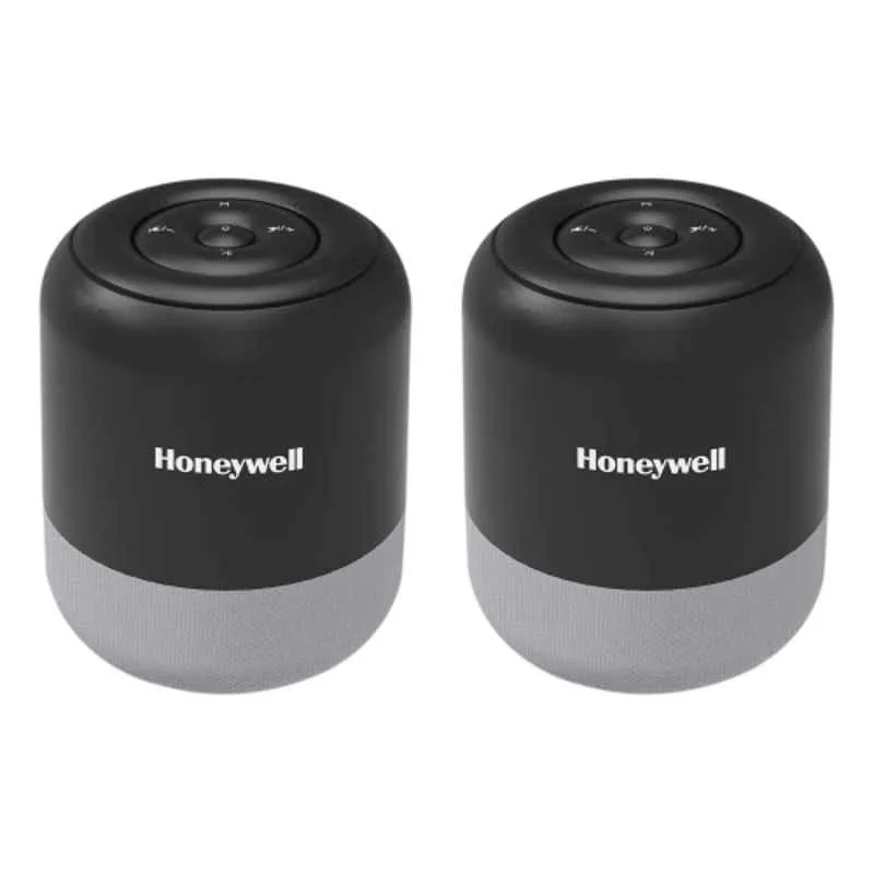 Honeywell Trueno U100 2x5W 1200mAh 52mm Grey Bluetooth & USB Portable Speaker with Stereo Sound, HC000112/AUD/BTS/U100/GRY (Pack of 2)