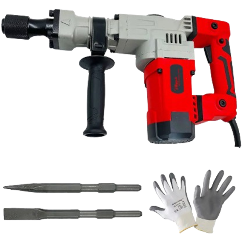 Hillgrove 18mm 2200W Demolition Hammer with 1 Pair Safety Gloves & 2 Pcs Bits, HGCM1064M3