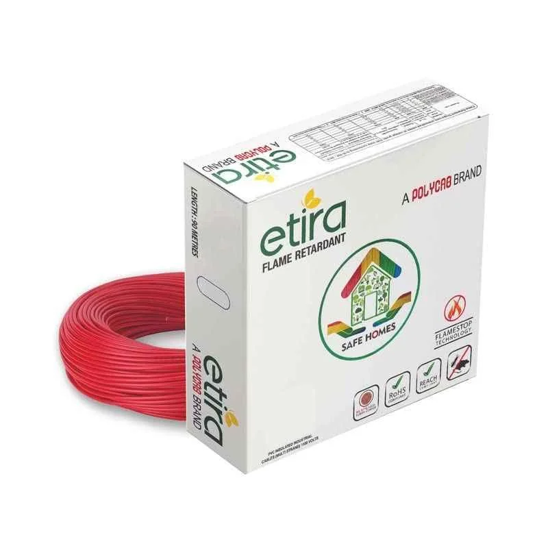 Polycab Etira 2.5 Sqmm 90m Red Single Core FR Multistrand PVC Copper Insulated Unsheathed Industrial Cable