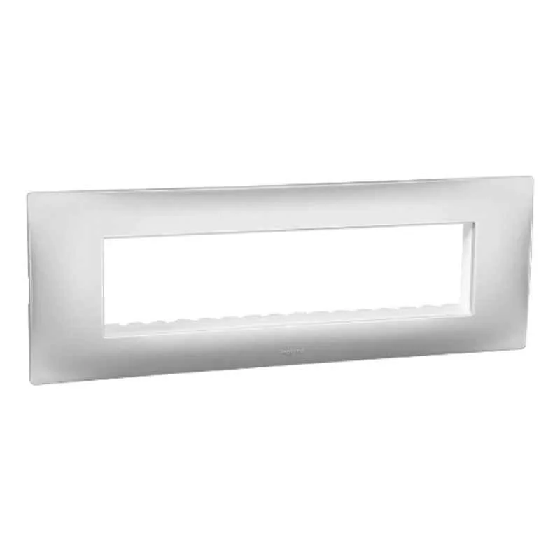 Legrand Lyncus 8 Module Polycarbonate Matt Silver Plate with Support Frame, 677608