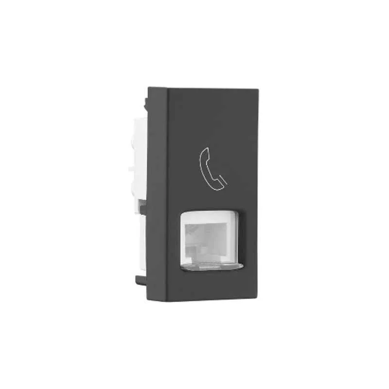 Legrand Allzy RJ11 1 Module Matt Black Telephone Socket with Shutter, 6812 30