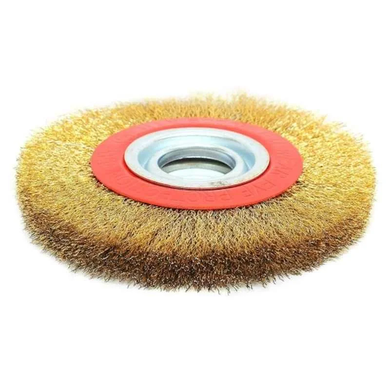 Jon Bhandari 6 inch Golden Steel Wire Wheel Brush with Adapter Rings for Grinding & Clean Polishing, B-025_W/Varia