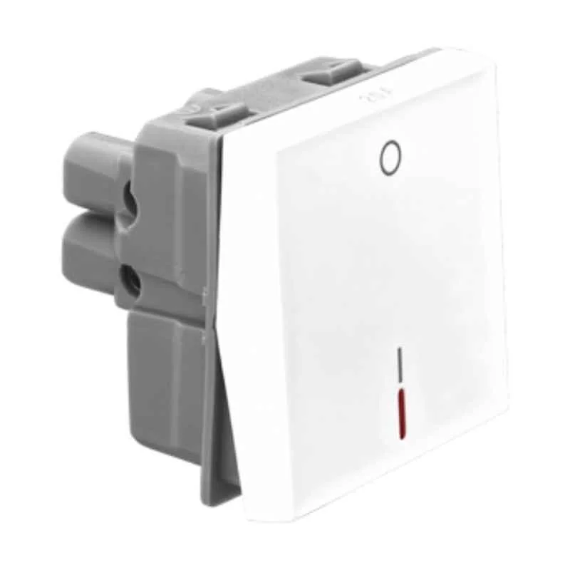 Legrand Allzy 20A 1 Way 2 Module Polycarbonate White DP Switch with Indicator, 681115