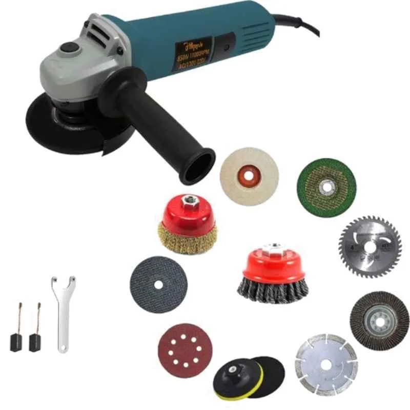 Hillgrove 4 inch 850W Copper Winding Hand Angle Grinder with 10 Pcs Wheel, HGCM1361M1