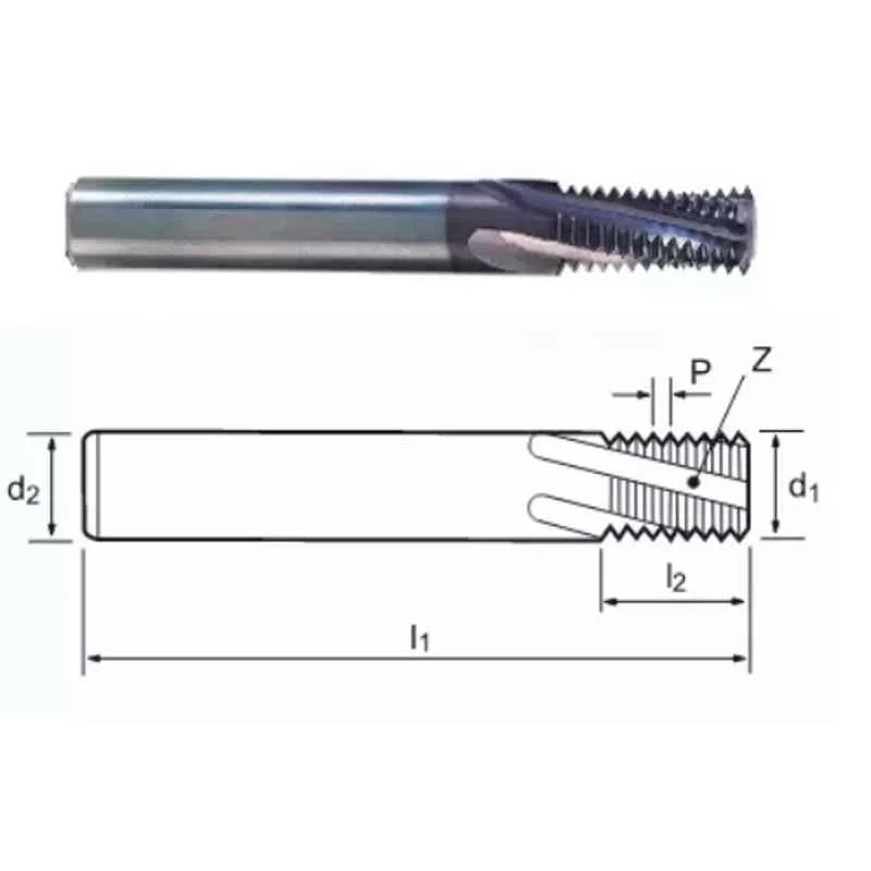 YG-1 16mm Solid Carbide TiN Coated Thread Mill without Coolant Hole, L1412720, Overall Length: 92 mm