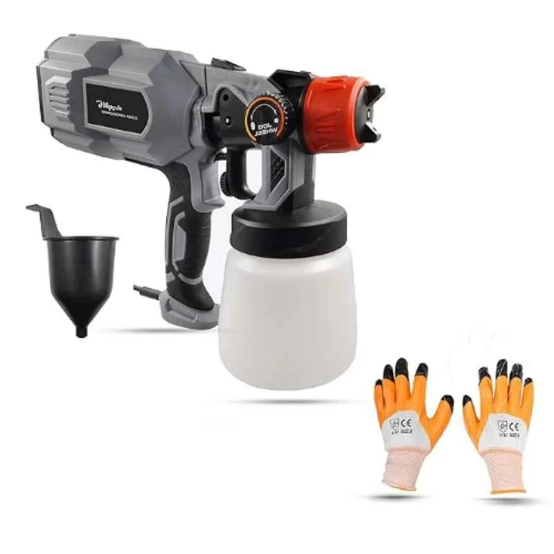 Hillgrove 550W 0.8 Litre Plastic DIY HVLP Paint Sprayer Gun with Gloves, HGCM1269