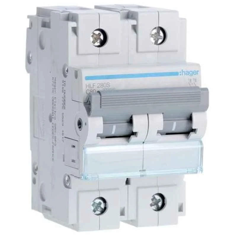Hager 100A Double Pole C Curve h3 MCB, HLF290S, Breaking Capacity: 10 kA