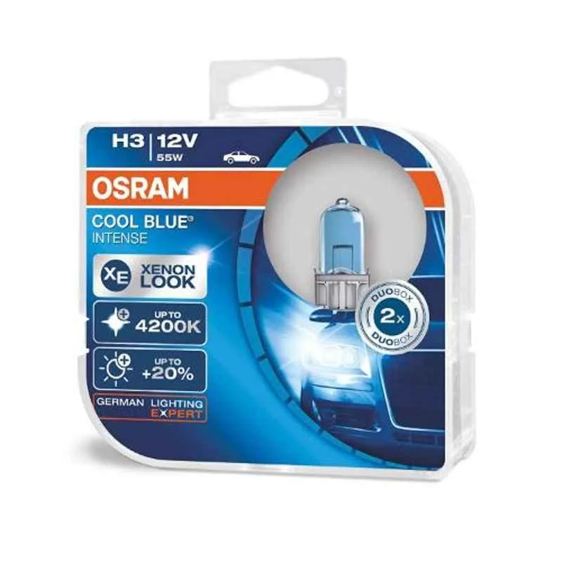 Osram 2 Pcs 55W Halogen Blue 9.2x4.7x11.5cm Car Lighting Head Light Bulb Set