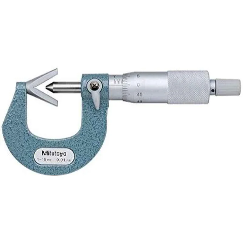 Mitutoyo 1-15mm Ratchet Stop V-Anvil Micrometer for 3 Flutes Cutting Head, 114-161