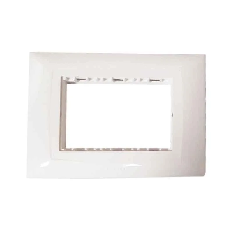 Legrand Britzy 3 Module White Cover Plate with Support Frame, 6734 93