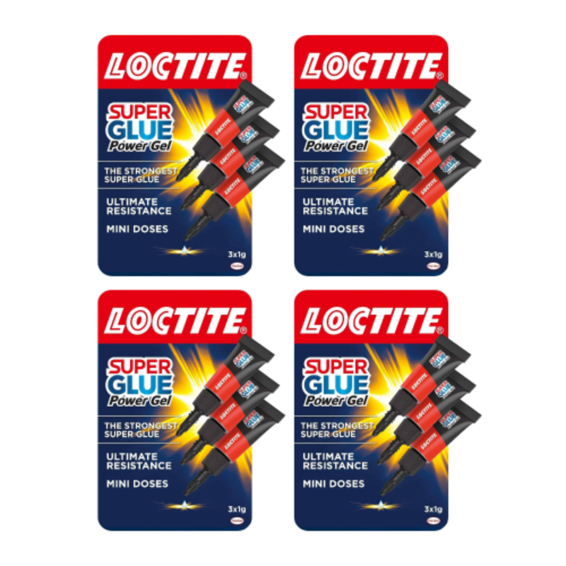 Loctite 3 Pcs 1g Mini Trio Super Glue Power Gel Set for Repairs (Pack of 4)