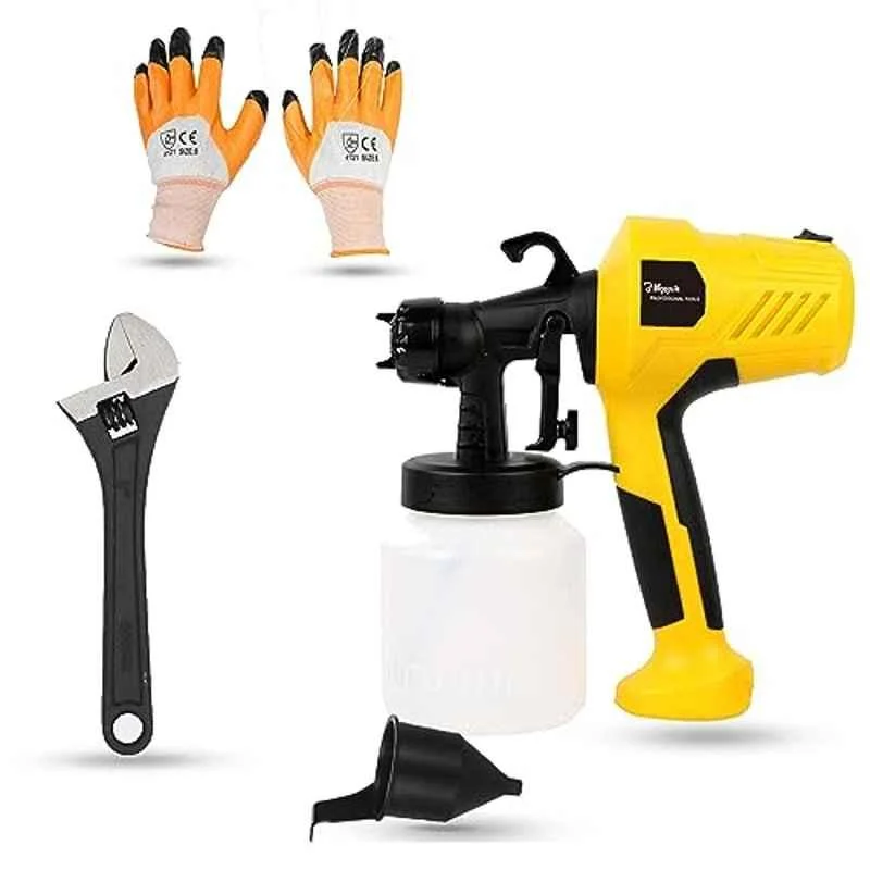 Hillgrove 400W 0.8 Litre Plastic DIY HVLP Paint Sprayer Gun with Gloves & 8 inch Adjustable Wrench, HGCM1347