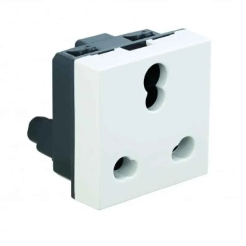 Legrand Myrius 6/16A 2 Module White Indian Standard Socket with Shutter, 6730 45