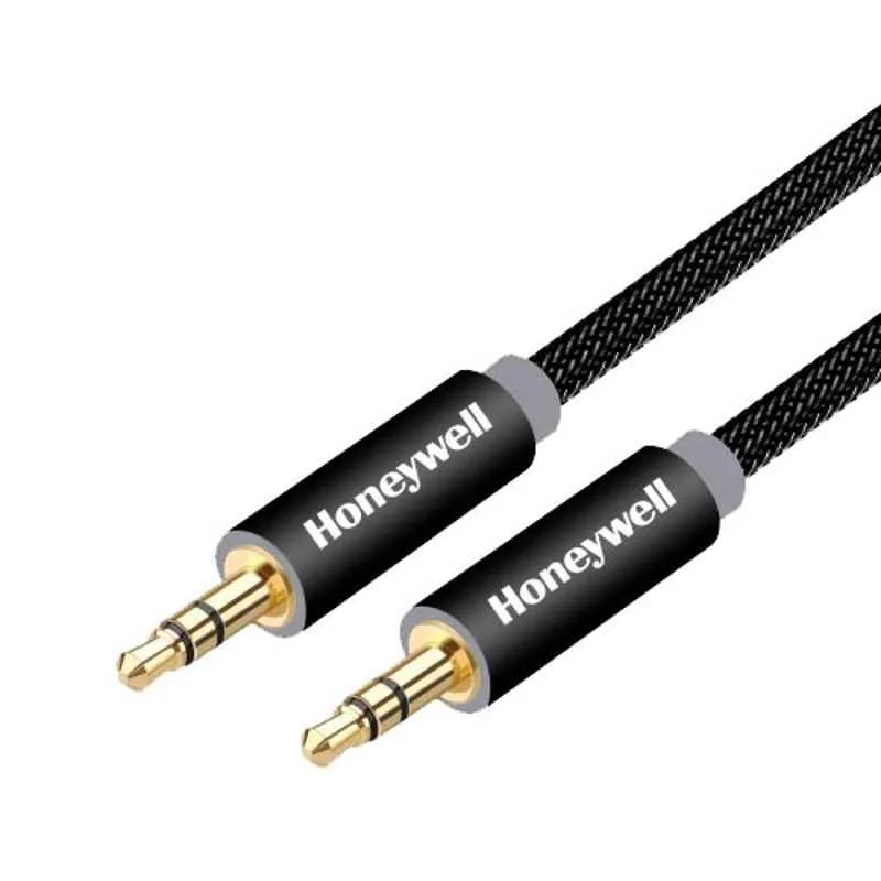 Honeywell 2m 3.5mm Black Braided Audio Aux Cable, HC000036/CBL/2M/BLK/B