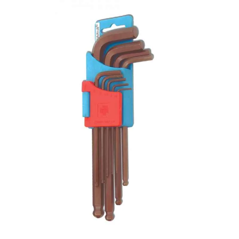 Taparia 9 Pcs Long Ball Point Allen keys Set in Hanger Packing, KBHM 9L (Pack of 5)