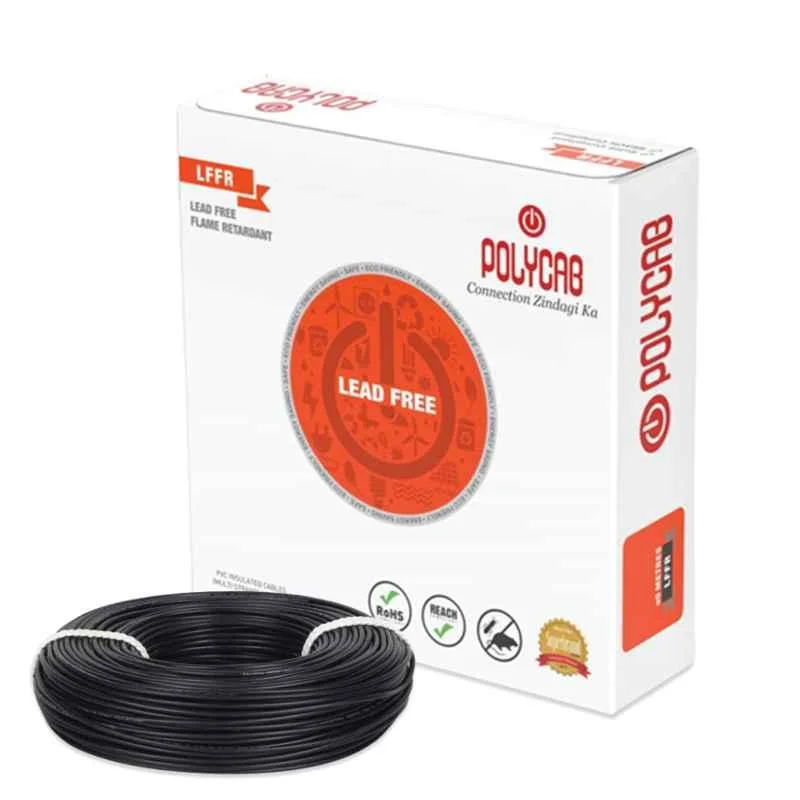 Polycab 0.75 Sqmm 90m Black Single Core FRLF Multistrand PVC Insulated Unsheathed Industrial Cable