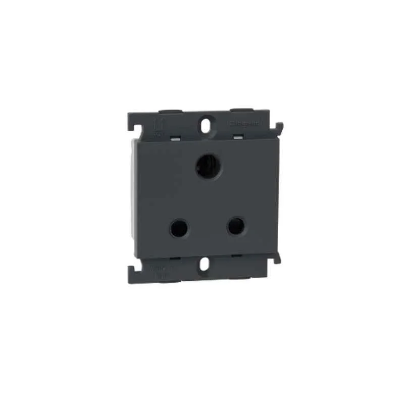 Legrand Myrius 6A 3 Pin 2 Module Black Indian Standard Socket with Shutter, 6721 03