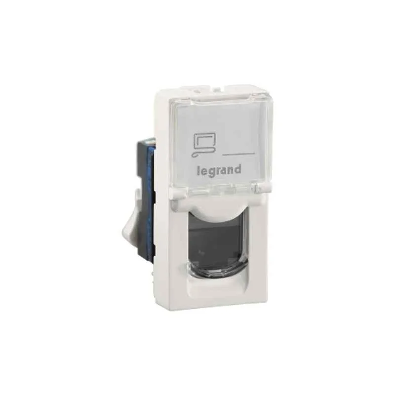 Legrand Lyncus 1 Module RJ45 Cat 6 UTP Toolless White Information Socket with Shutter, 677265