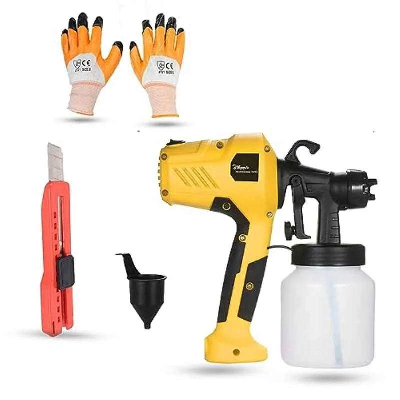 Hillgrove 400W 0.8 Litre Plastic DIY HVLP Paint Sprayer Gun with Gloves & Utility Knife, HGCM1346