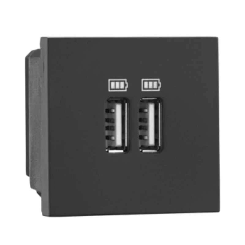 Legrand Allzy 3100mA 2 Module Type-A Matt Black USB Charger Socket, 681251