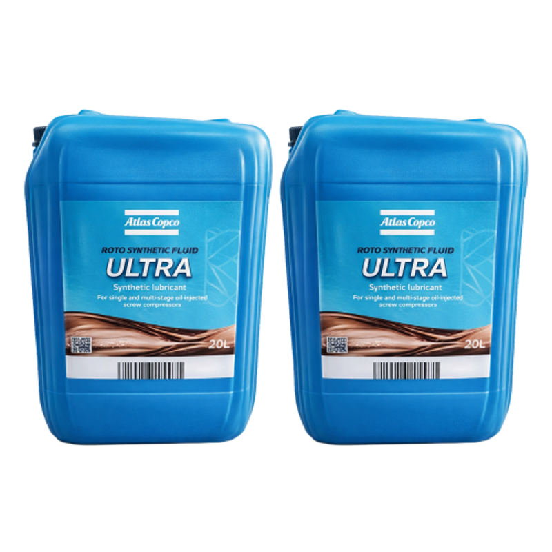 Atlas Copco Roto Synthetic Fluid Ultra 20 Litre Rotary Screw Compressor Oil, 1630204120 (Pack of 2)