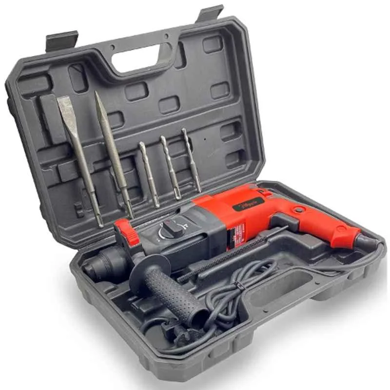 Hillgrove 1200W 26mm Red Hammer Drill Machine with 5 Bits & Carry Case, HG0085