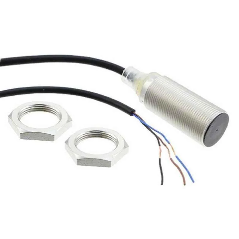 Omron M18 8mm Nickel-brass 3 Wire Shielded PNP Inductive Proximity Sensor, E2B-M18KS08-WP-B1 2M OMS