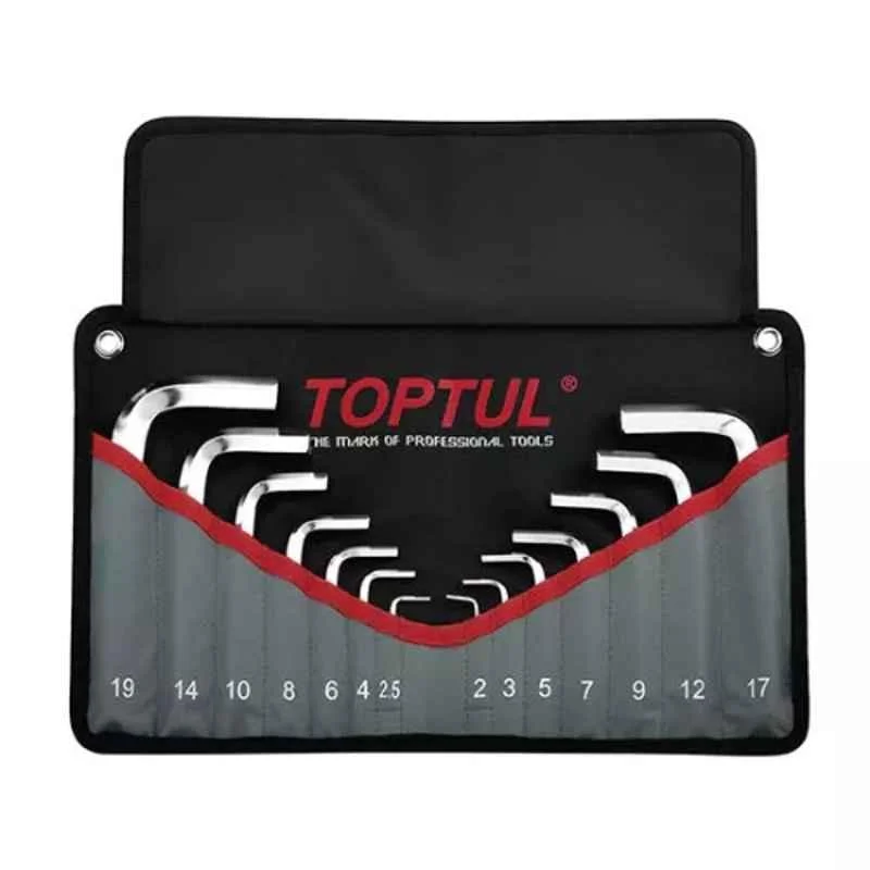 Toptul 14 Pcs AGAS SNCM+V Steel Hex Short Type Hex Key Wrench Set, GPAQ1401