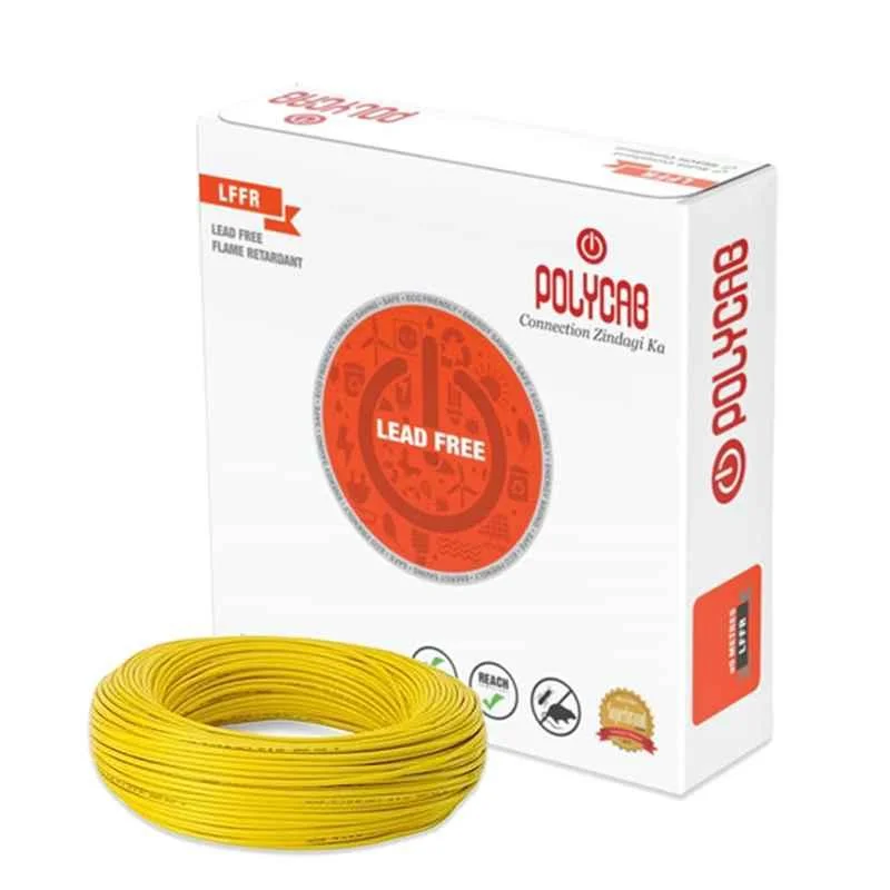 Polycab 1.5 Sqmm 90m Yellow Single Core FRLF Multistrand PVC Copper Insulated Unsheathed Industrial Cable