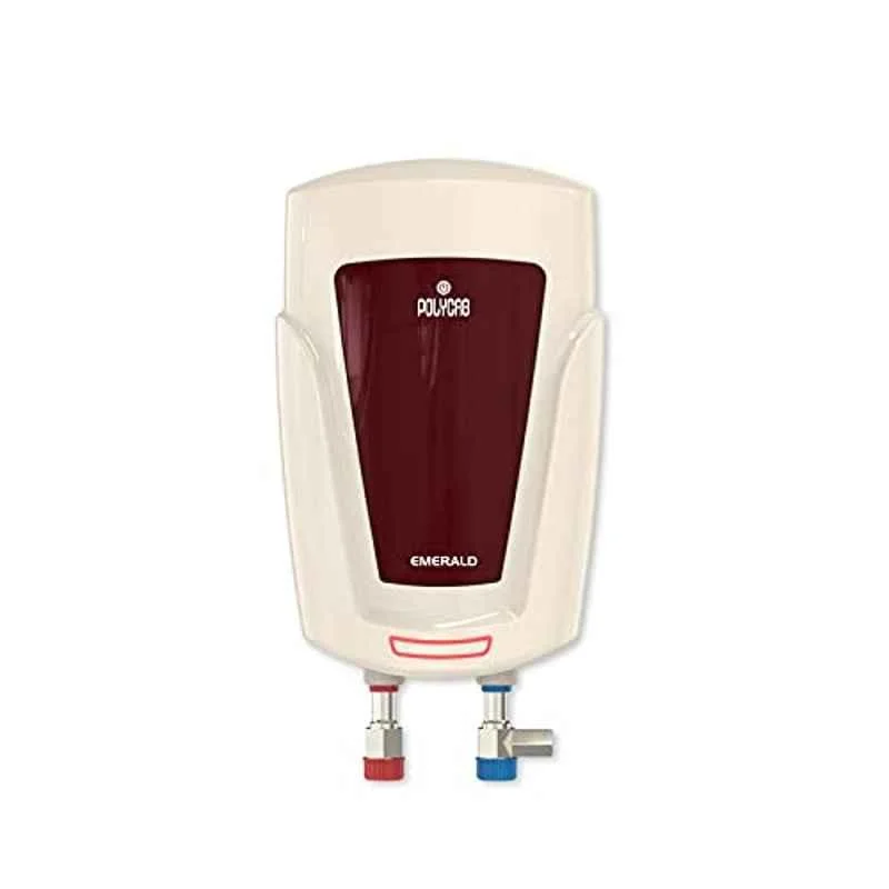 Polycab Emerald 1L 3kW White & Black Red Instant Water Heater, HWHINST013M