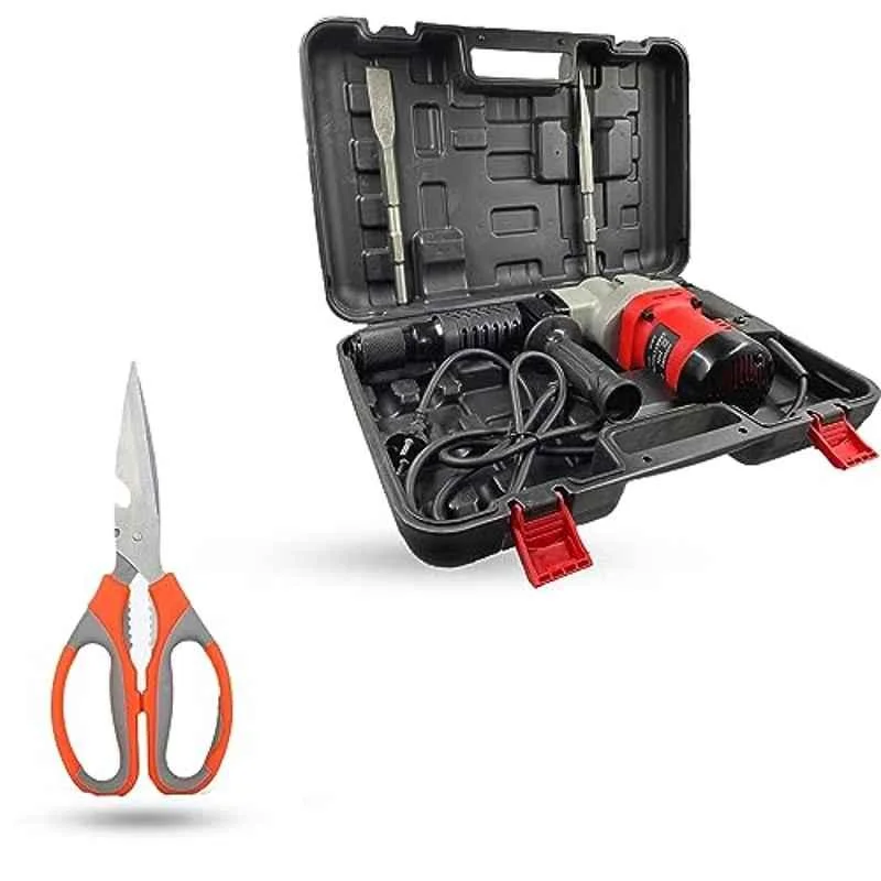 Hillgrove 1200W Demolition Hammer Concrete Breaker with 2 Bits & Scissor, HGCM1376