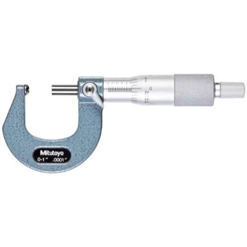 Mitutoyo 0-1 inch Ratchet Stop Spherical Face Micrometer with Flat Spindle, 115-153