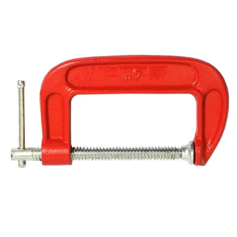 Jon Bhandari 4 inch 100mm Cast Iron Red C Clamp, C-004 (Pack of 2)