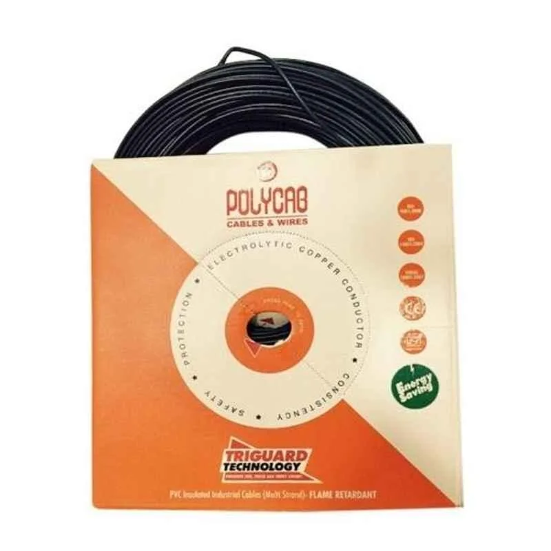Polycab 0.75 Sqmm 45m Black Single Core FRLF Multistrand PVC Insulated Unsheathed Industrial Cable