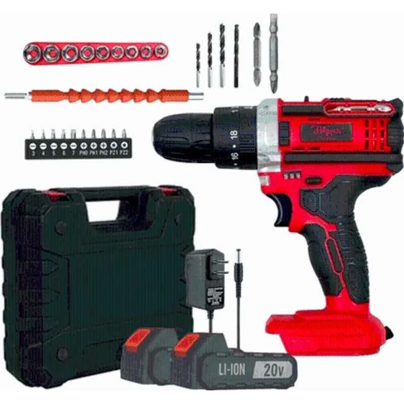 Hillgrove 30 Pcs 1.5Ah 20V Portable Mini Cordless Drill Machine Kit, HGCM1381M1
