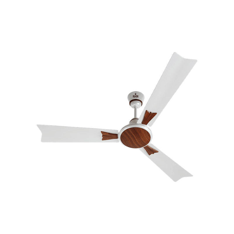 Polycab Woodart 75W 400rpm Pearl White Walnut Ceiling Fan, Sweep: 1200 mm