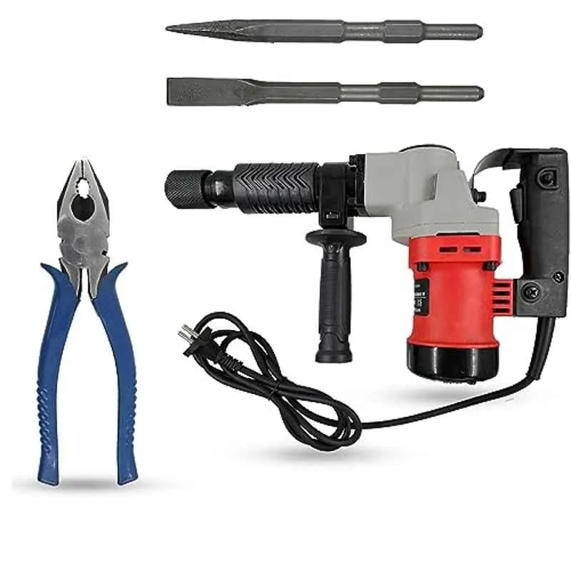 Hillgrove 1200W Demolition Hammer Concrete Breaker with 2 Bits & 8 inch Plier, HGCM1379